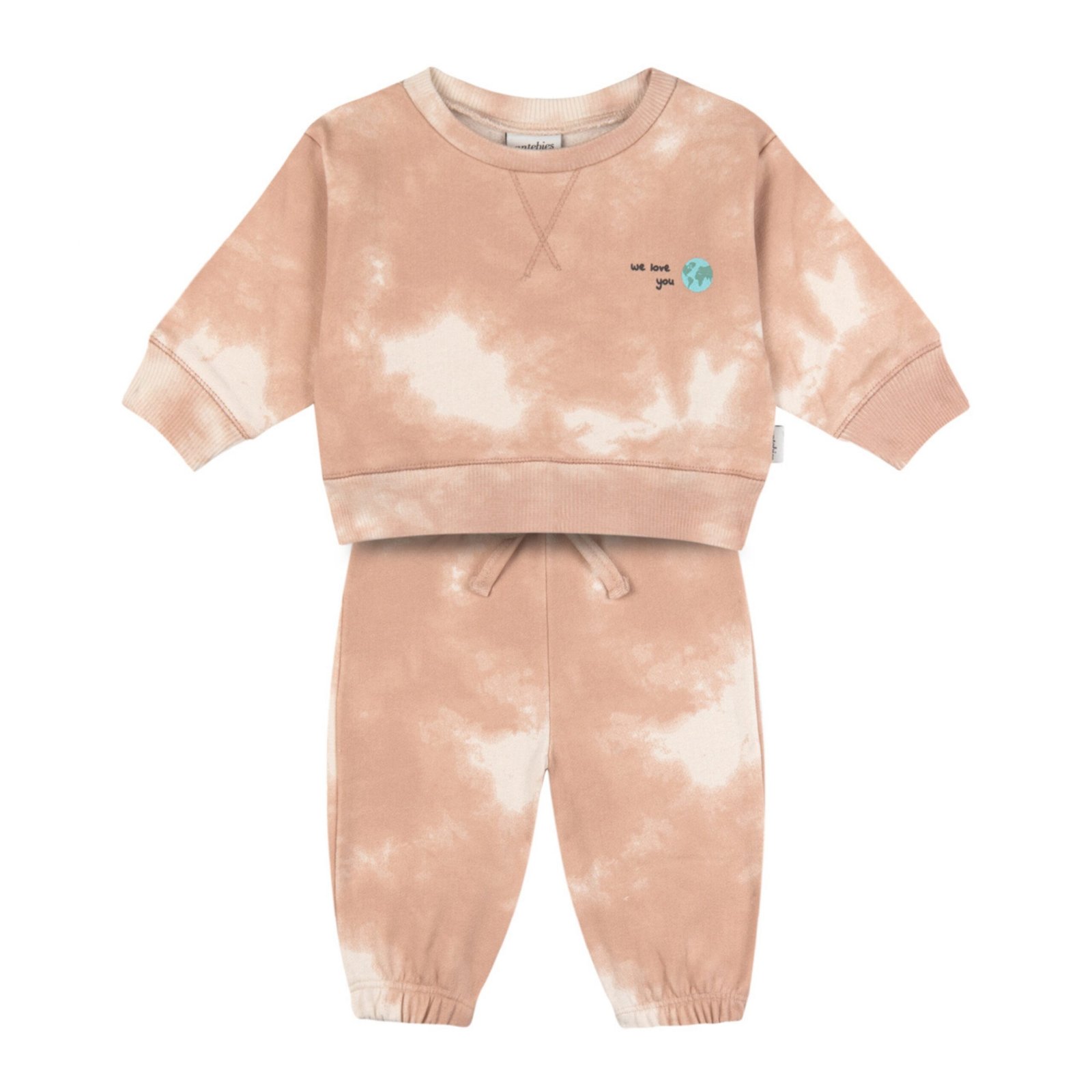Babies Beige Batic Sweatshirt & Pants Set-Beige-1