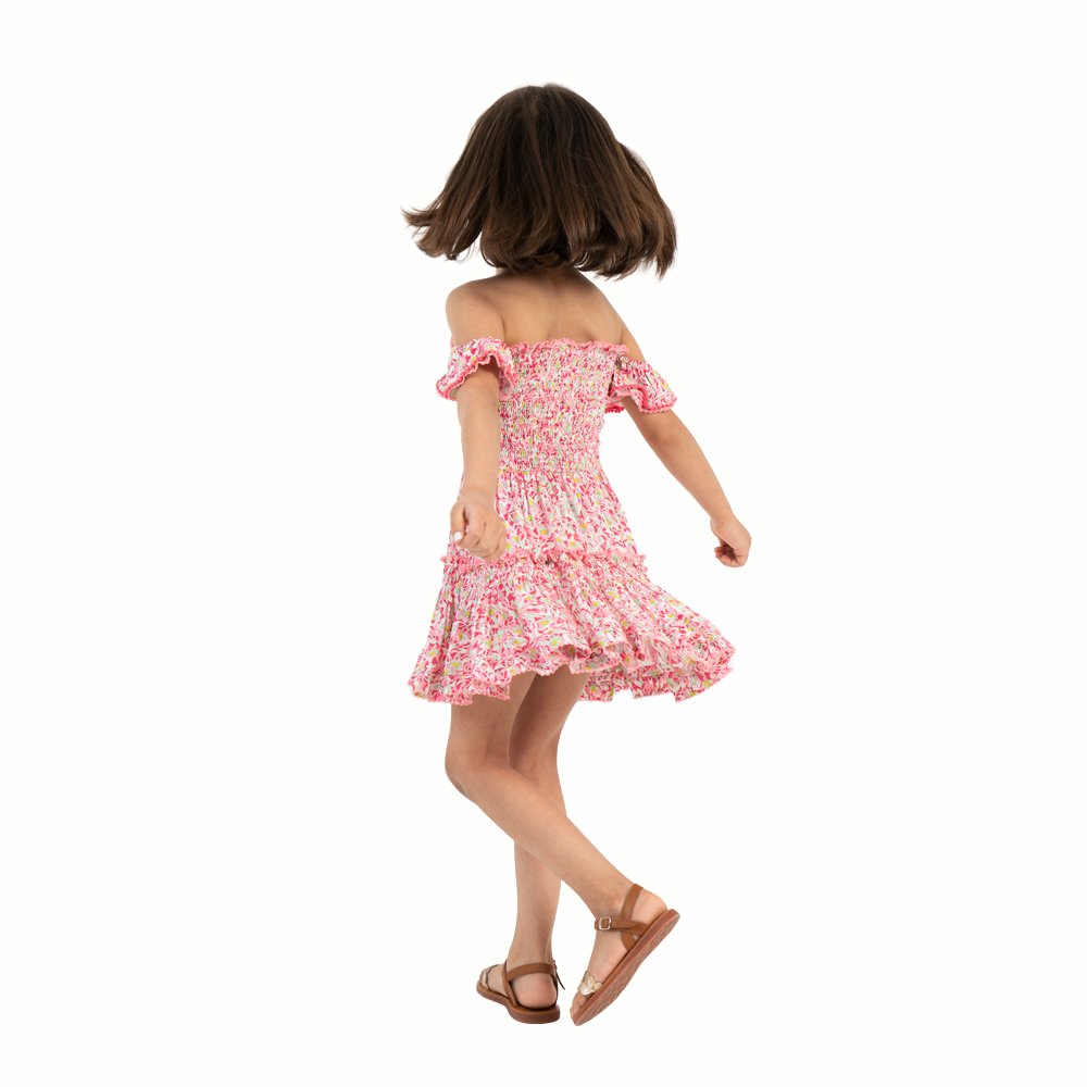 Mini Dress Aurora V Kids Pink Ocean Flowers-Pink-3