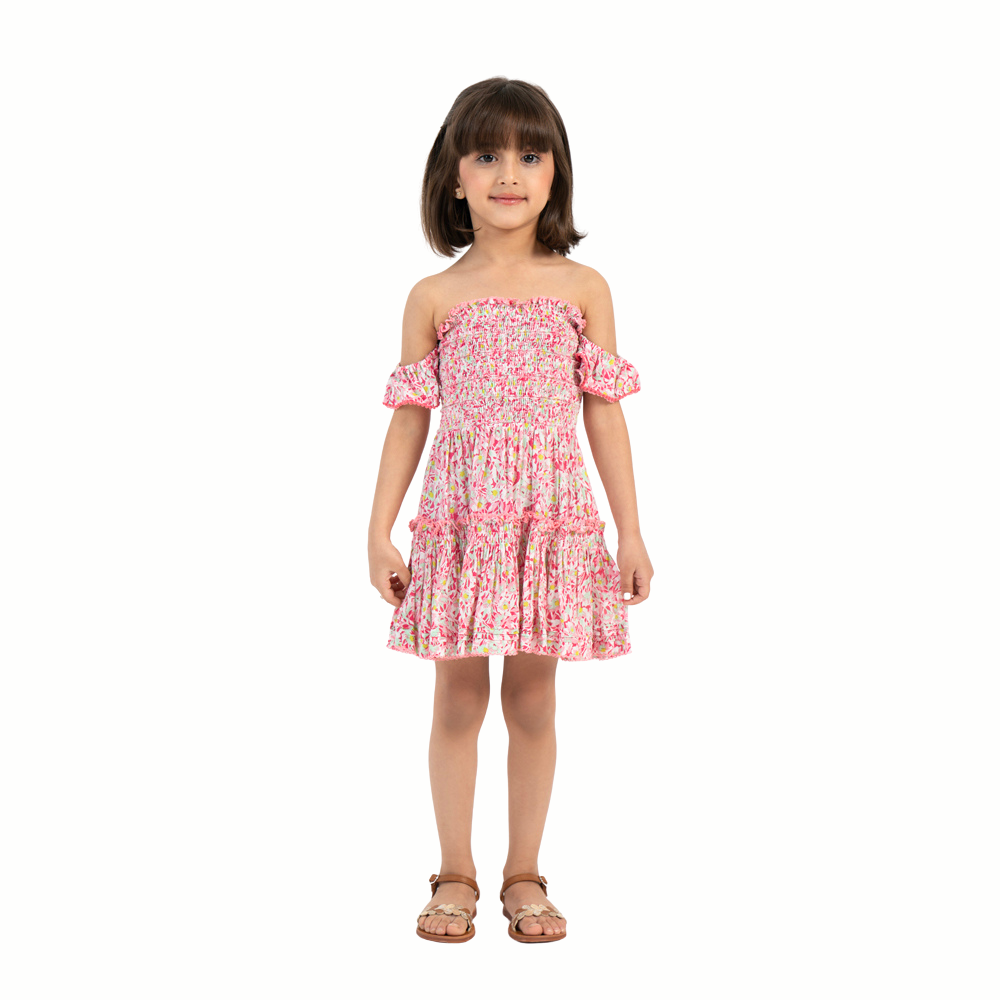 Mini Dress Aurora V Kids Pink Ocean Flowers-Pink-2