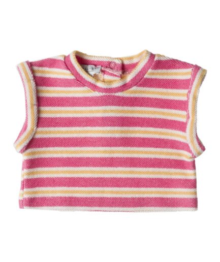 T-Shirt In Towel Stripes Azalea