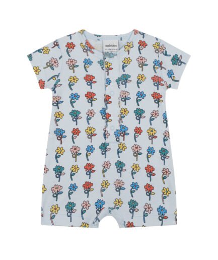 Graphic Flowers Short Sleeve Playsuit