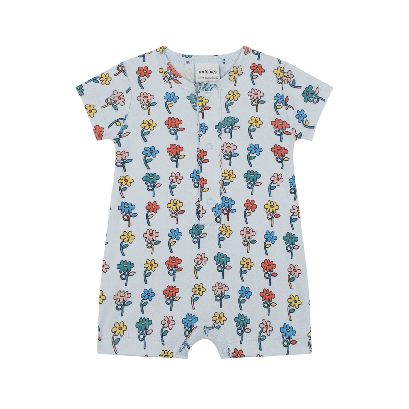 Graphic Flowers Short Sleeve Playsuit- MulticolorJPG (1)