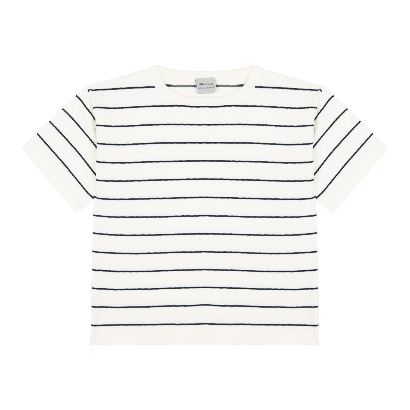 Navy Striped White Knit Short Set-Multicolor-0001B_PJ_28036_3