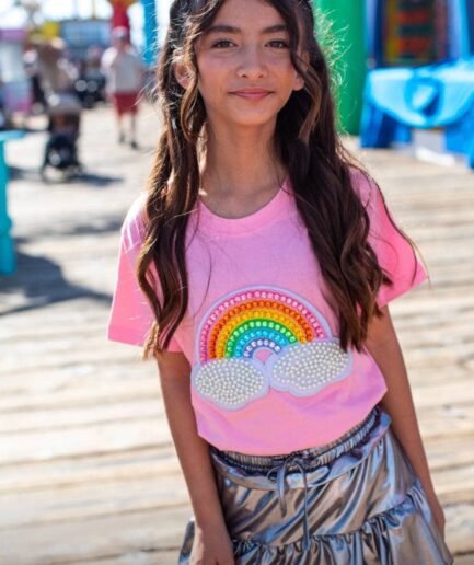Pink Rainbow Pearl Patch T-shirt 