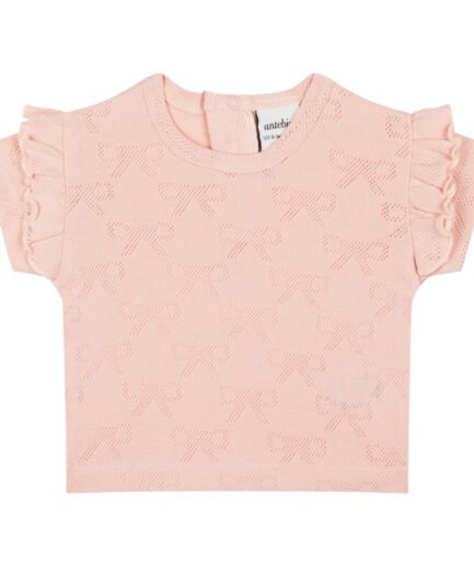 Ribbon Jacquard Ruffled T-shirt