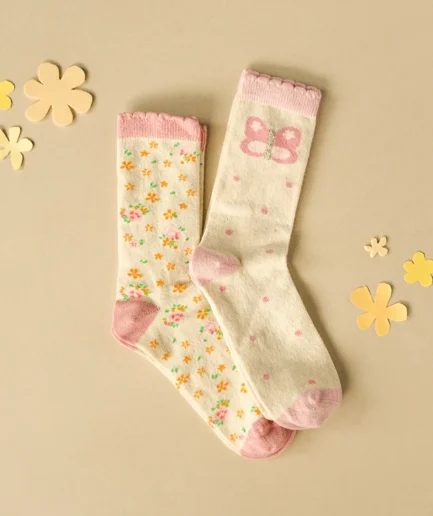 Tiny Blossom Butterfly 2 Pack Socks