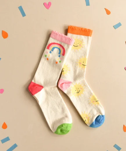 Vintage Rainbow and Sun 2 Pack Socks