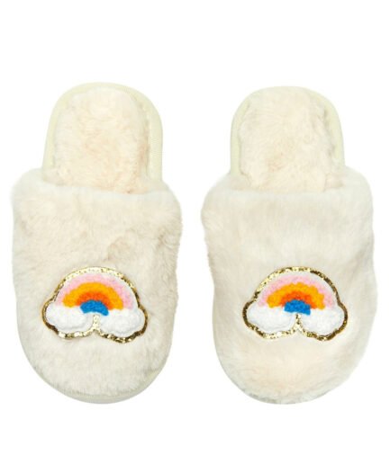 Cali Rainbow Fuzzy Slippers