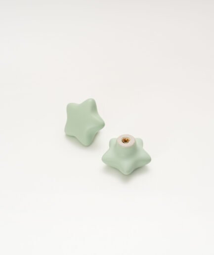 Modern Ceramic Green- Star Drawer Handle, Cartoon Style