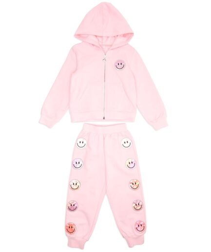 Alexia Smiley Face Zip Up Hoodie And Sweatpants Set