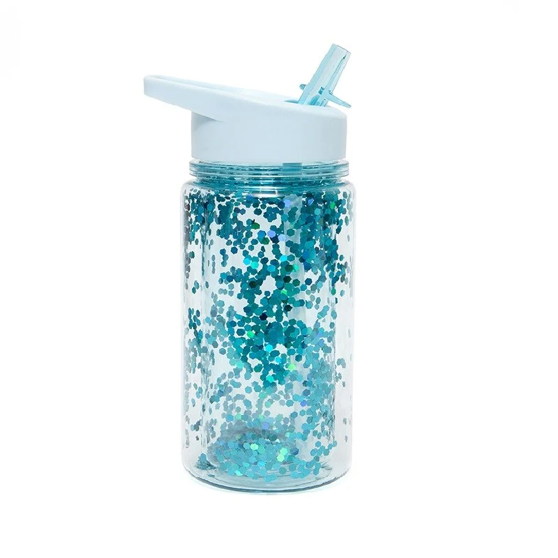Drinking bottle glitter dusty aqua-Turquoise-2