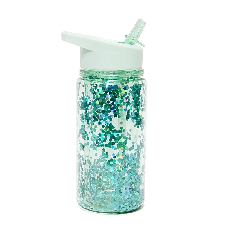 Drinking bottle glitter green lily-Green-2