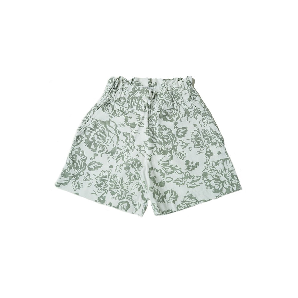 Green floral shorts-Green-1