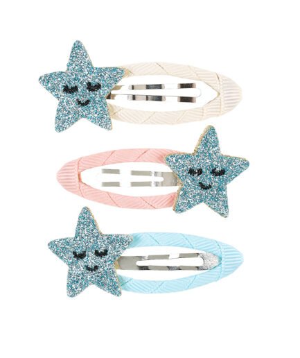 Hair clips dagmar star blue (3 pcs/card, 1 card)