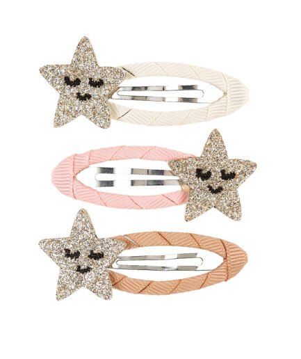 Hair clips dagmar star gold (3 pcs/card, 1 card)