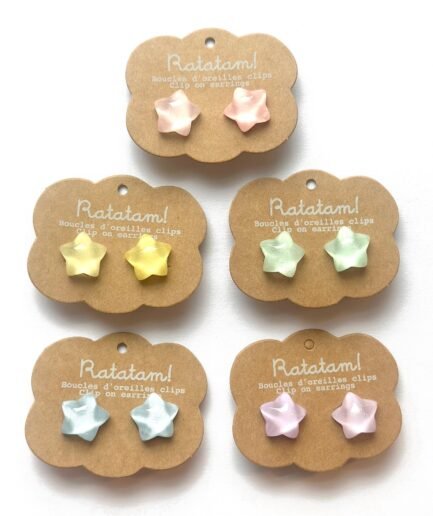Set of 5 multicolor pairs of earrings STARS