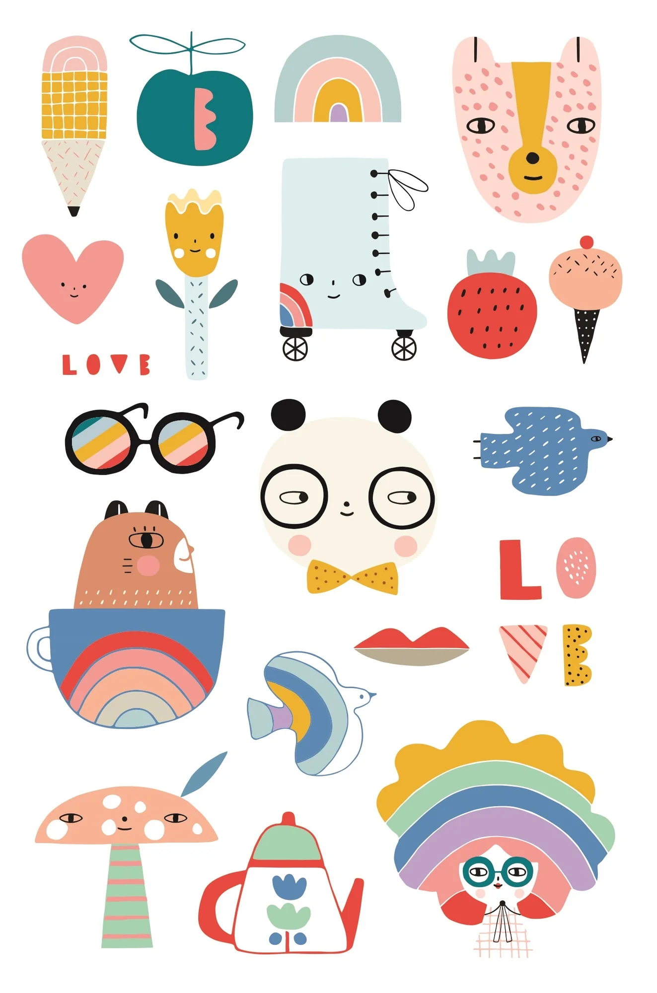 Tattoos panda love -Multicolor-2