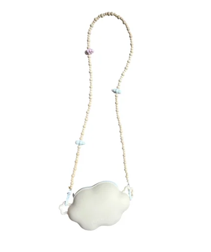 The Cloud Handbag with Jeweled Handle - Beige