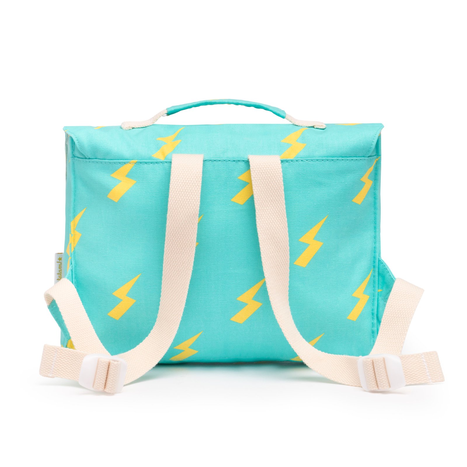 The Yellow – Blue Lightning Bolt Pattern Cotton Satchel-Blue-1