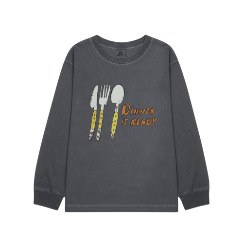 Dinner Pigment Longsleeve T-shirt-Grey-1